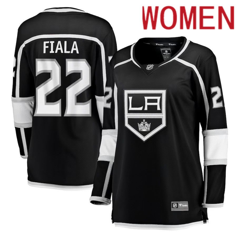 Women Los Angeles Kings 22 Kevin Fiala Fanatics Branded Black Home Breakaway Player NHL Jersey